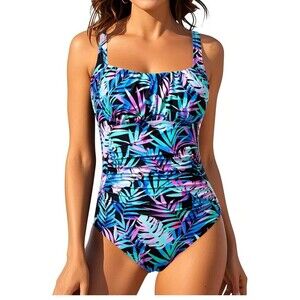 Aqua Eve Women's Multicolor Floral & Nature One Piece Swimsuit, M